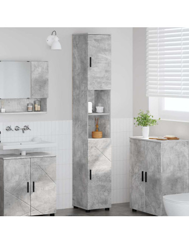 Mobile da Bagno con porta Grigio cemento 30 x 35 x 192 cm