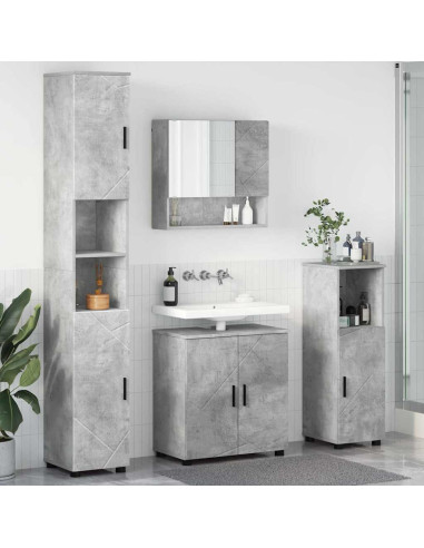 Set di mobili per il bagno con porta 4 pcs Grigio cemento