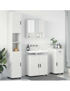 Set di mobili per il bagno con cassetto con porta 4 pcs Bianco
