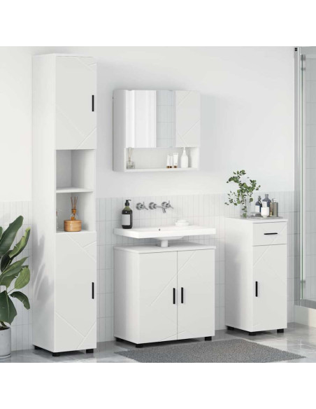 Set di mobili per il bagno con cassetto con porta 4 pcs Bianco