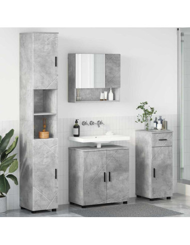 Set di mobili per il bagno con cassetto 4 pcs Grigio cemento