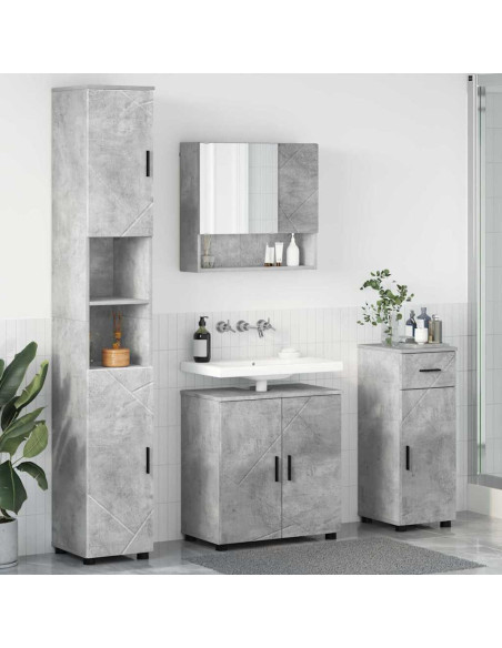 Set di mobili per il bagno con cassetto 4 pcs Grigio cemento