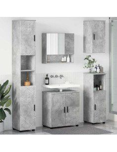 Set di mobili per il bagno con porta 5 pcs Grigio cemento