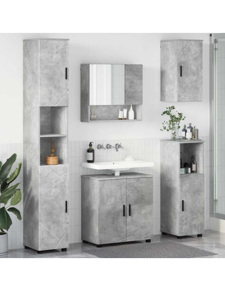 Set di mobili per il bagno con porta 5 pcs Grigio cemento