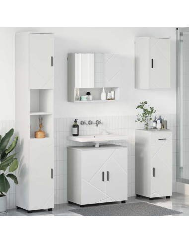 Set di mobili per il bagno con cassetto con porta 5 pcs Bianco