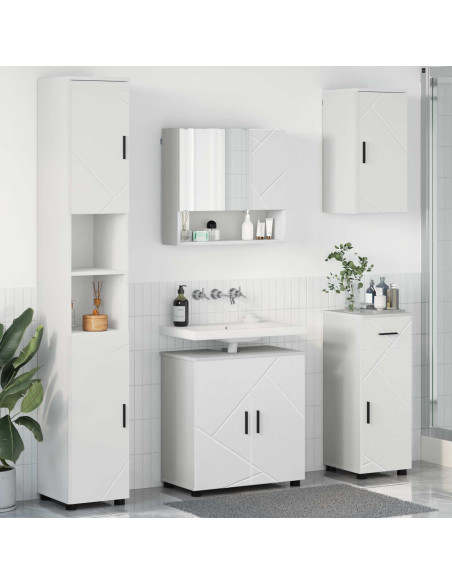 Set di mobili per il bagno con cassetto con porta 5 pcs Bianco