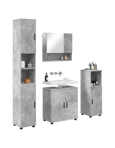 Set di mobili per il bagno con porta 4 pcs Grigio cemento