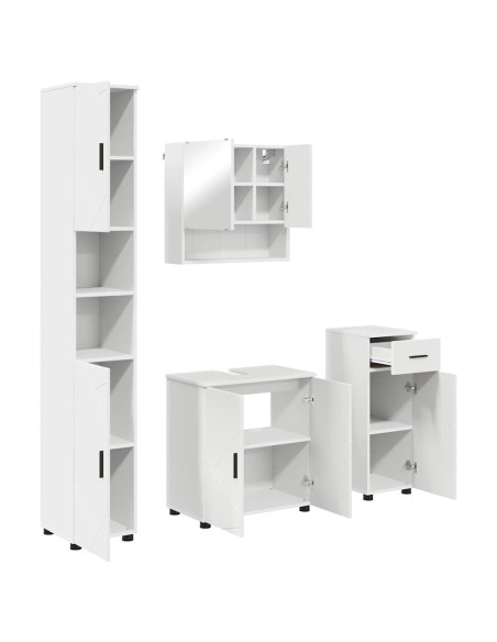 Set di mobili per il bagno con cassetto con porta 4 pcs Bianco