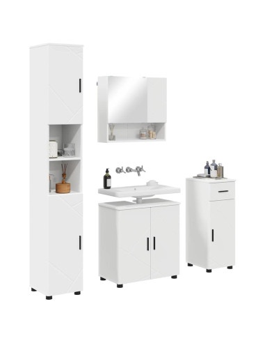 Set di mobili per il bagno con cassetto con porta 4 pcs Bianco