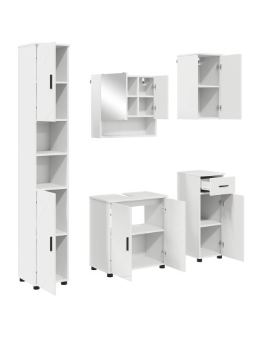 Set di mobili per il bagno con cassetto con porta 5 pcs Bianco