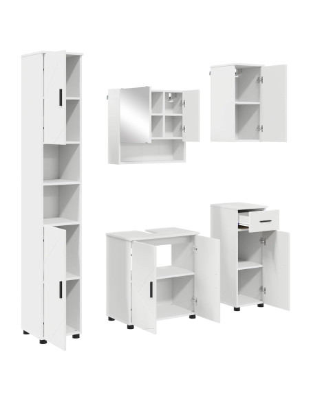 Set di mobili per il bagno con cassetto con porta 5 pcs Bianco