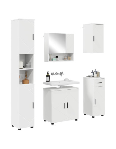 Set di mobili per il bagno con cassetto con porta 5 pcs Bianco