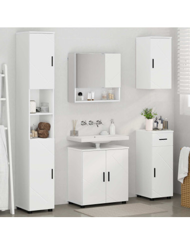 Set di mobili per il bagno con cassetto con porta 5 pcs Bianco