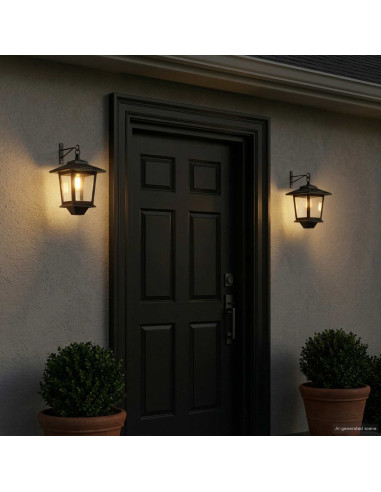 Lampada da Muro with LED Bulb 2 pz Nero 19 x 14 x 25 cm