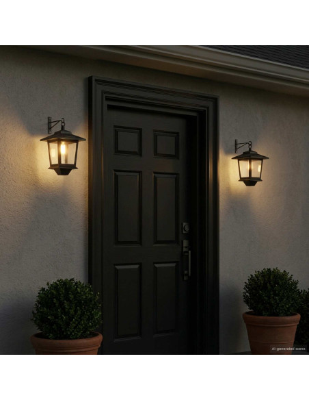 Lampada da Muro with LED Bulb 2 pz Nero 19 x 14 x 25 cm