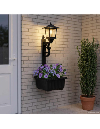 Applique con Vaso with LED Bulb Nero 29 x 28 x 74 cm ABS e PP