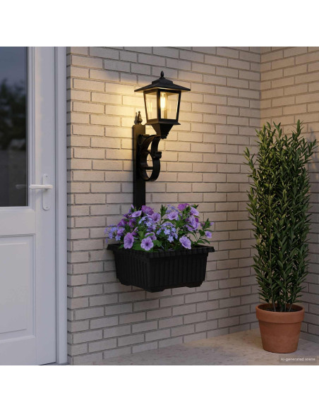 Applique con Vaso with LED Bulb Nero 29 x 28 x 74 cm ABS e PP
