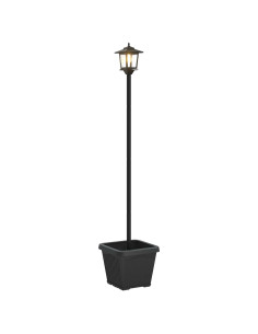 Lampione solare con fioriera Nero 32 x 32 x 158 cm 2