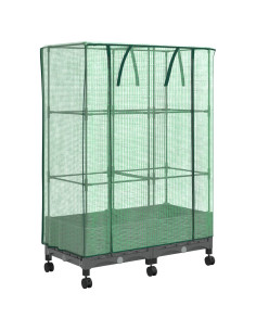 Vaso da Giardino con Copertura per Serra e Ruote 2 pz PP 2