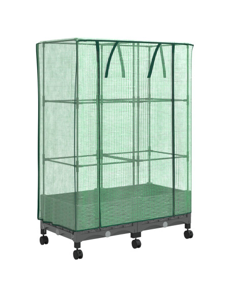 Vaso da Giardino con Copertura per Serra e Ruote 2 pz PP