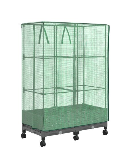 Vaso da Giardino con Copertura per Serra e Ruote 2 pz PP