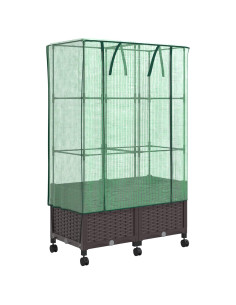 Vaso da Giardino con Copertura per Serra e Ruote 2 pz Marrone 2