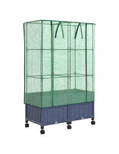 Vaso da Giardino con Copertura per Serra e Ruote 2 pz PP 2