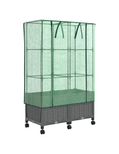 Vaso da Giardino con Copertura per Serra e Ruote 2 pz PP 2