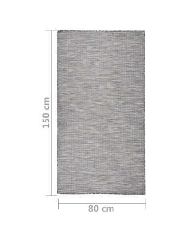 Tappeto da Esterni a Tessitura Piatta 80x150 cm Marrone e blu