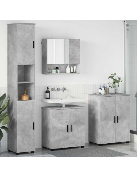 Set di mobili per il bagno con porta 4 pcs Grigio cemento