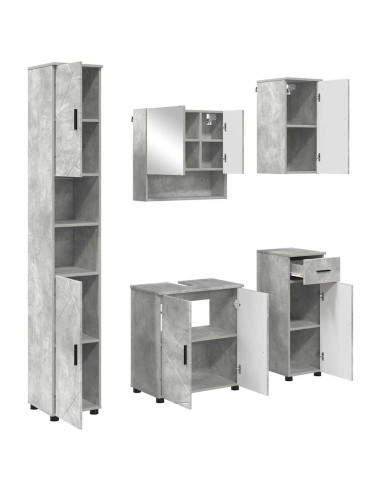 Set di mobili per il bagno con cassetto 5 pcs Grigio cemento