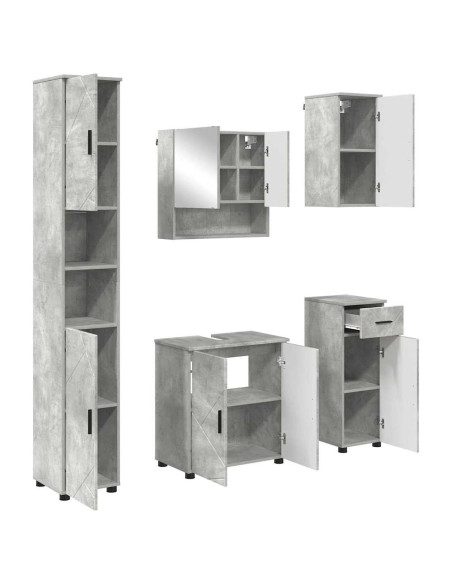 Set di mobili per il bagno con cassetto 5 pcs Grigio cemento