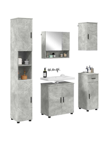 Set di mobili per il bagno con cassetto 5 pcs Grigio cemento