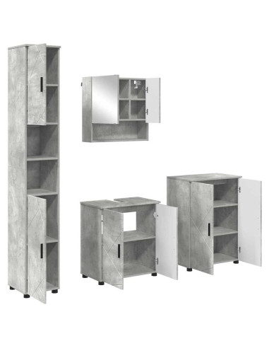 Set di mobili per il bagno con porta 4 pcs Grigio cemento