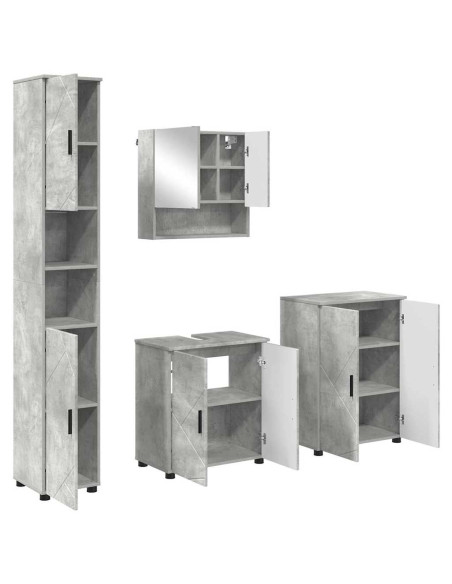 Set di mobili per il bagno con porta 4 pcs Grigio cemento