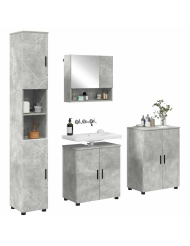Set di mobili per il bagno con porta 4 pcs Grigio cemento