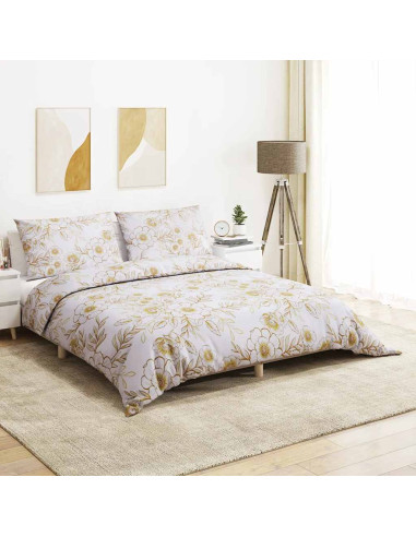 Set Copripiumino Bianco e Marrone 140x200 cm in Cotone