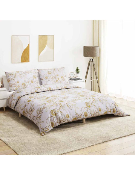 Set Copripiumino Bianco e Marrone 140x200 cm in Cotone