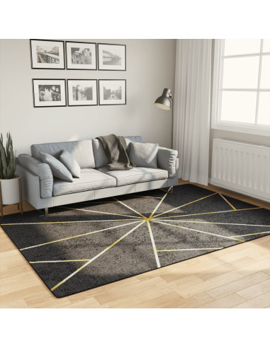 Tappeto Lavabile Nero e Oro 160x230 cm Antiscivolo