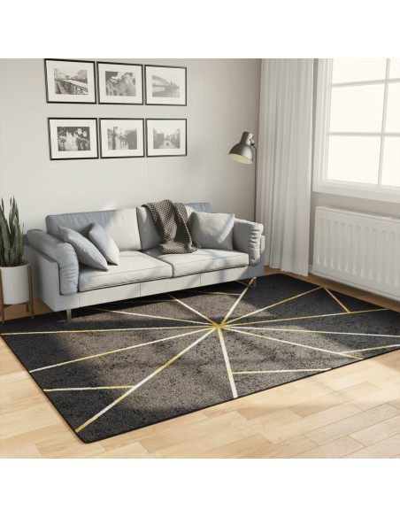 Tappeto Lavabile Nero e Oro 160x230 cm Antiscivolo