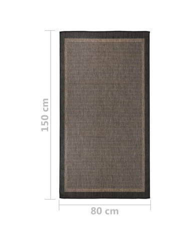 Tappeto da Esterni a Tessitura Piatta 80x150 cm Marrone Scuro