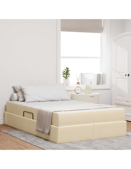 Letto con contenitore e materasso Crema 120 x 190 cm Poliestere