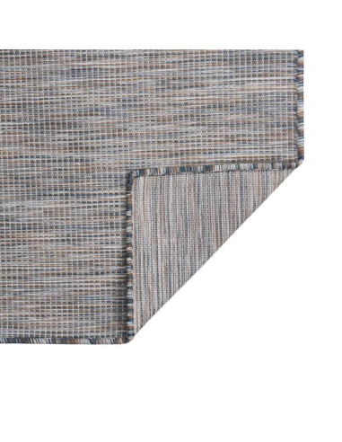 Tappeto da Esterni a Tessitura Piatta 100x200 cm Marrone e Blu