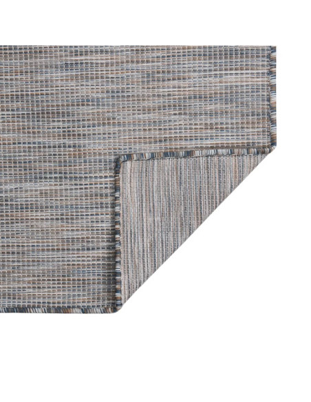 Tappeto da Esterni a Tessitura Piatta 100x200 cm Marrone e Blu