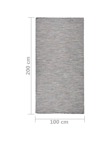 Tappeto da Esterni a Tessitura Piatta 100x200 cm Marrone e Blu