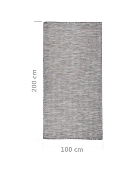 Tappeto da Esterni a Tessitura Piatta 100x200 cm Marrone e Blu