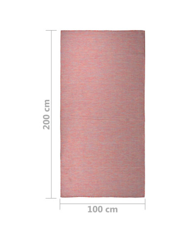 Tappeto da Esterni a Tessitura Piatta 100x200 cm Rosso