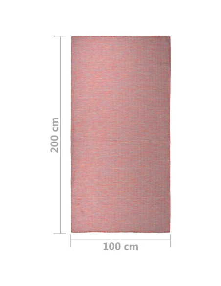Tappeto da Esterni a Tessitura Piatta 100x200 cm Rosso