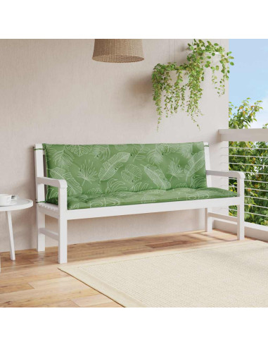 Cuscini Panca Giardino 2 pz Motivo a Foglie 150x50x7 cm Tessuto