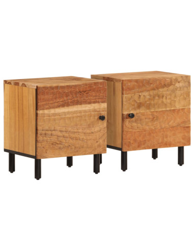 Comodini 2pz 40x33x46 cm in Legno Massello di Acacia